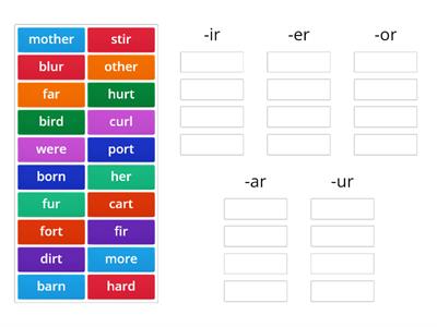 R-Controlled Vowel Sort