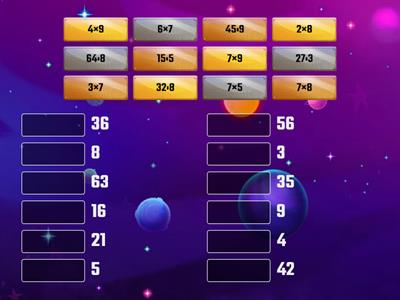 Гра "Відповідники. Таблиці множення і ділення. "