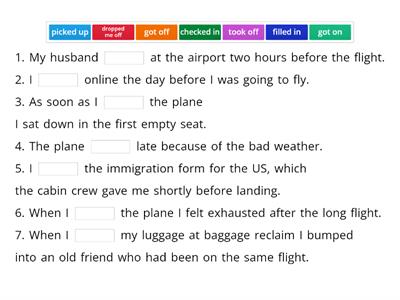 PHRASAL VERBS RELATED TO AIR  TRAVEL