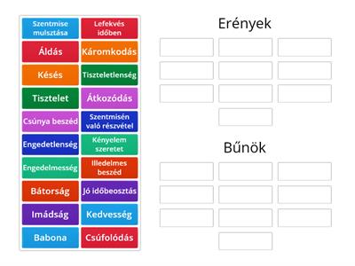 Erények - bűnök I-III. parancs