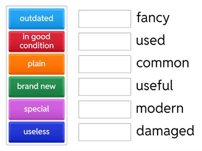 Match the expressions with their opposites. 