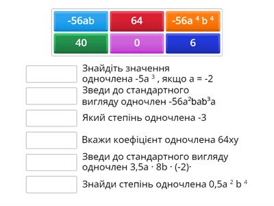 Одночлен. Стандартний вигляд одночлена