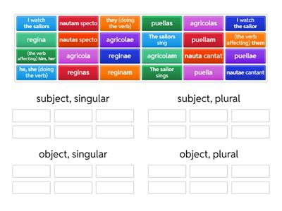 Nouns - singular and plural, subject and object