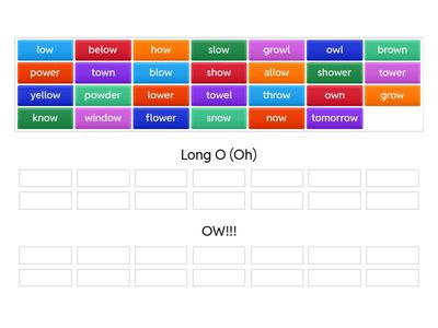 -OW words- Long O vs ow sound