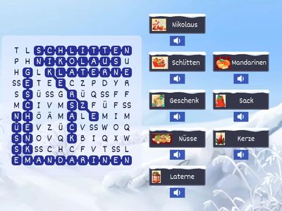 Nikolaustag, A1.2 (Wörtersuche, mit Audio)