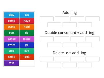 Present continuous –ing spelling