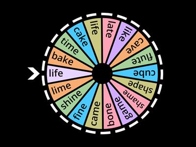 Reading Rev week 7 basic magic E word list spin the wheel