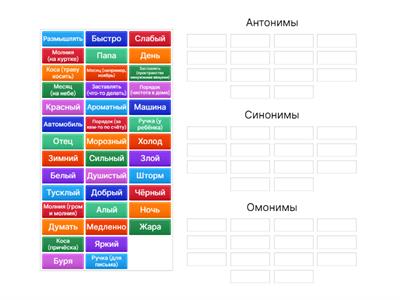 Антонимы, синонимы, омонимы