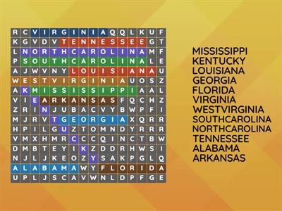 Southeast Region Wordsearch