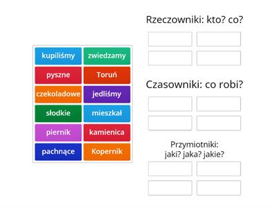 Toruń: rzeczowniki, czasowniki, przymiotniki