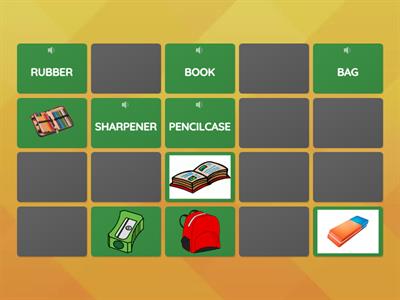 SCHOOL OBJECTS Memory Game