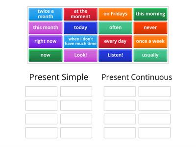 Present Simple vs Present Continuous: Time expressions