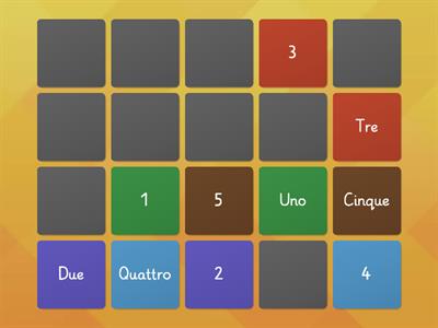 Year 8 - Match the tiles with Italian Numbers 1-10