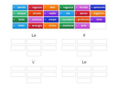  L'articolo determinativo singolare