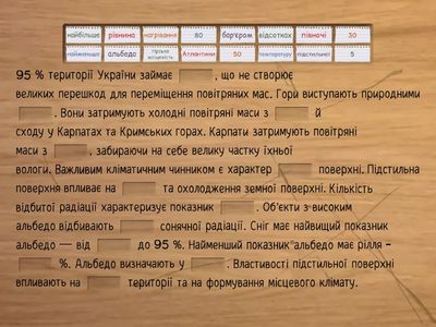 Клімат України. Підстильна поверхня