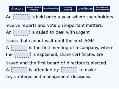 4.2 Types of meetings in companies - Fill in the missing words