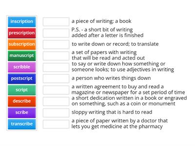 scrib/script vocab. words