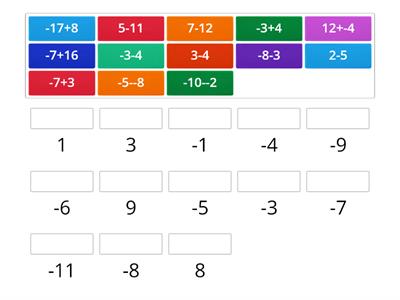 Match Up - Negative Numbers (+-)