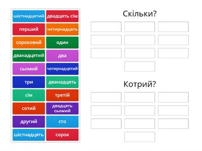  Розділи на групи кількісні і порядкові числівники