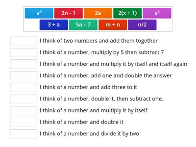 Algebra match up