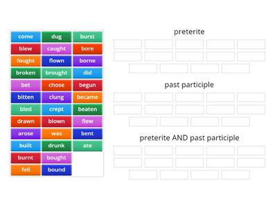 3e irregular verbs 1-40 group sort