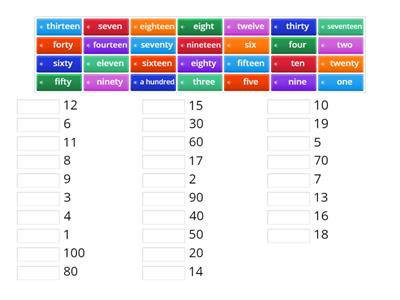 Numbers 1-100 starter