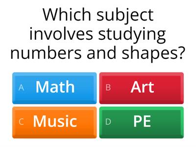 Grade 5 School Subjects Quiz