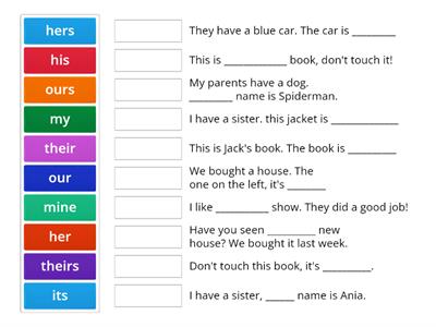  Possessive adjectives and possessive pronouns