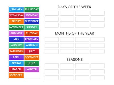 UNIT 1: THE CALENDAR (SORT)
