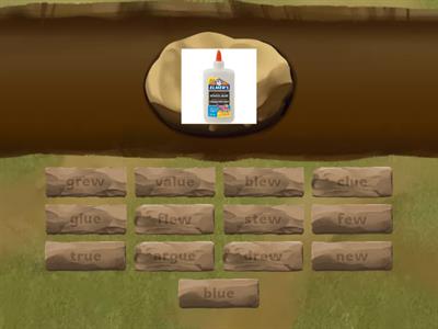 Picture Match ew and ue spelling sort. 