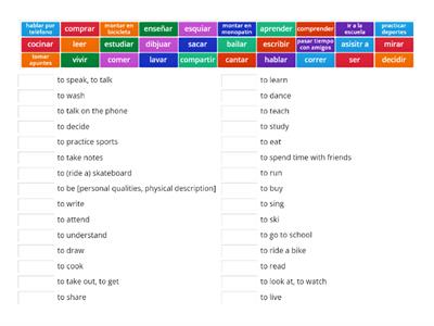 Realidades 2 Para Empezar: verbs as vocabulary