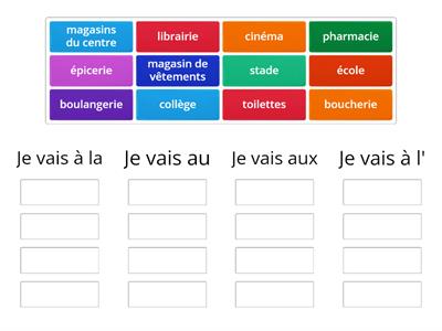 Les prépositions + magasin / lieu de la ville