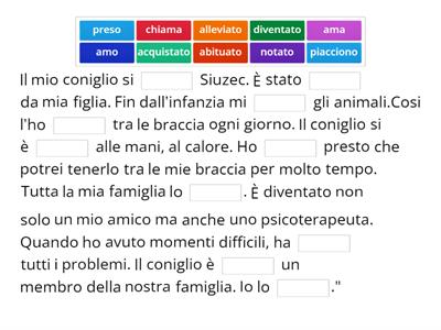 Completa il testo con i verbi mancanti