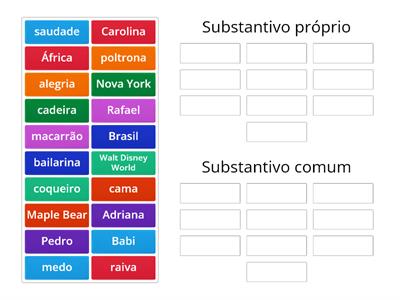 Substantivo comum e próprio