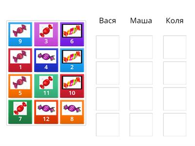 У Пети есть 12 конфет, и он хочет поделиться ими поровну с 3 друзьями. Сколько конфет получит каждый? 