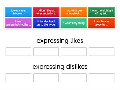 Expressing likes and dislikes