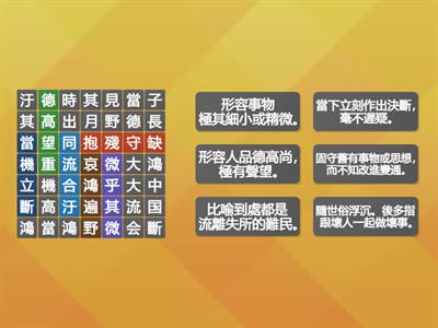 國小國語5上第2課：請找出成語，再配對解釋。