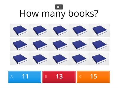 Counting Quiz 11 to 15 School Supplies