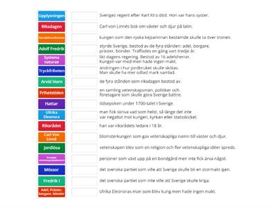 Frihetstiden - centrala begrepp