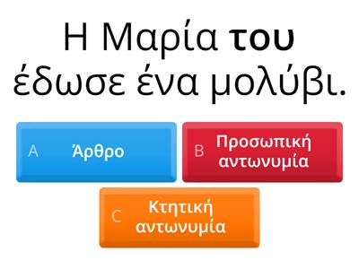 Διάκριση προσωπικών,κτητικών αντωνυμιών και άρθρων