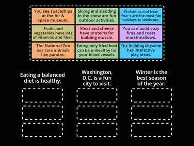 Match Supporting Details to a Main Idea