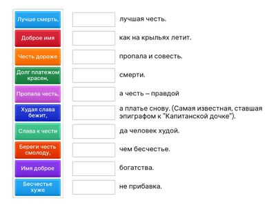 Пословицы капитанская дочка