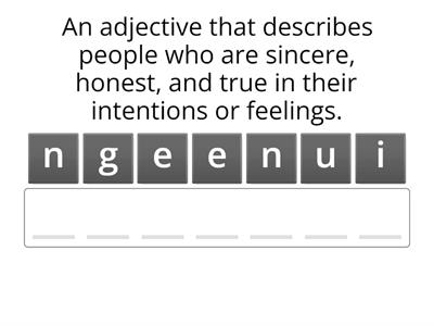 Dating Vocabulary - Anagram