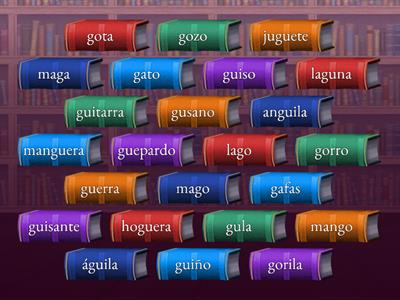 Palabras con ga, gue, gui, go, gu
