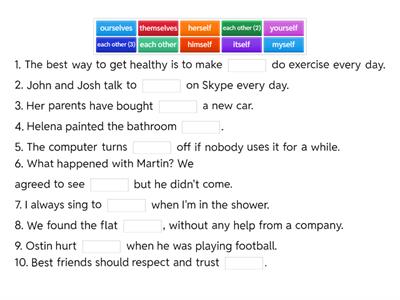 Reflexive pronouns and each other