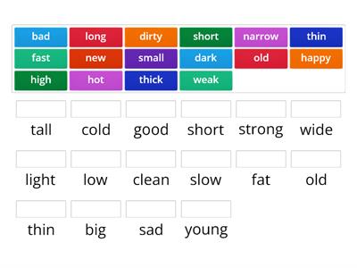 Rainbow English 3 class Opposite Adjectives