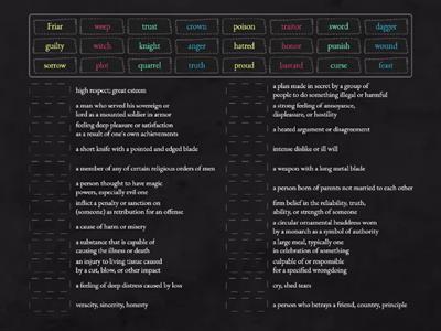 Key Words - Macbeth, Romeo & King Lear