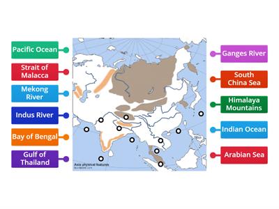 SOUTH AND SOUTHEAST ASIA - PHYSICAL MAP 