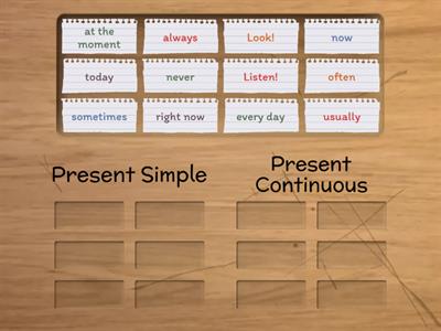 Present Simple & Present Continuous time expressions (markers)