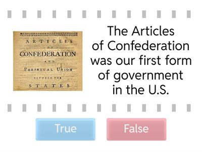 Articles of Confederation T/F
